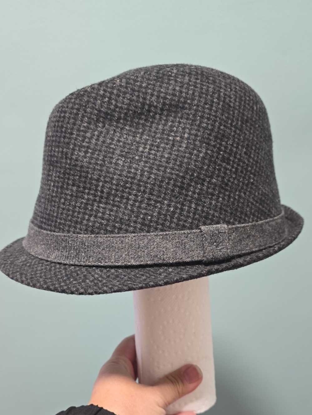 Textured Gray Fedora Hat